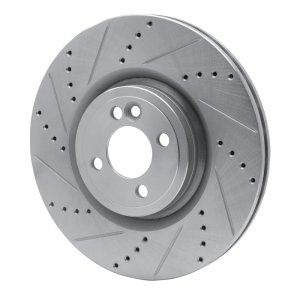 Mini Cooper Brake Rotor (1) - Front Left - R1 Concepts - Drilled & Slotted - Silver - 2013
